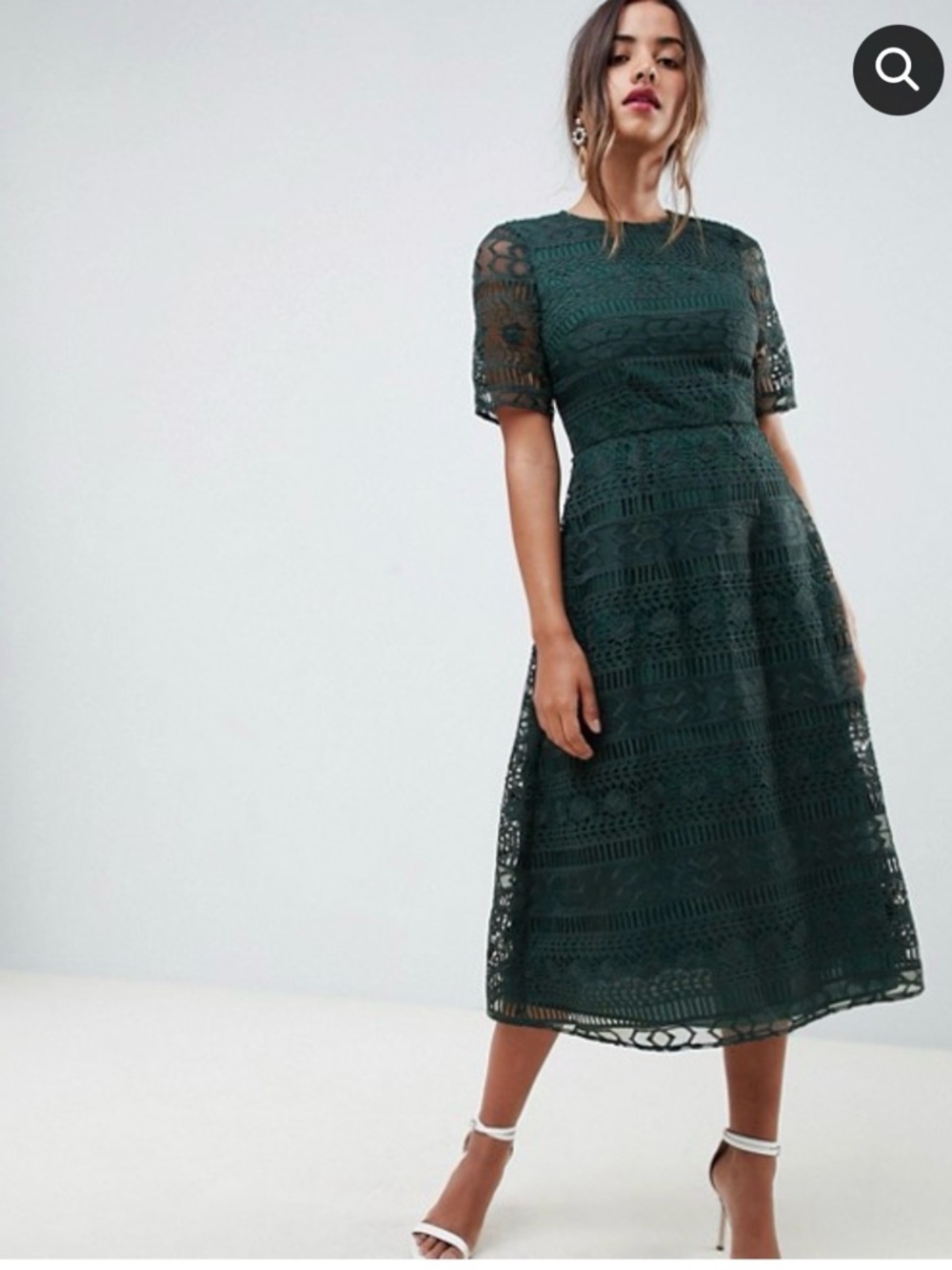 ASOS Dark Green Lace Midi Dress